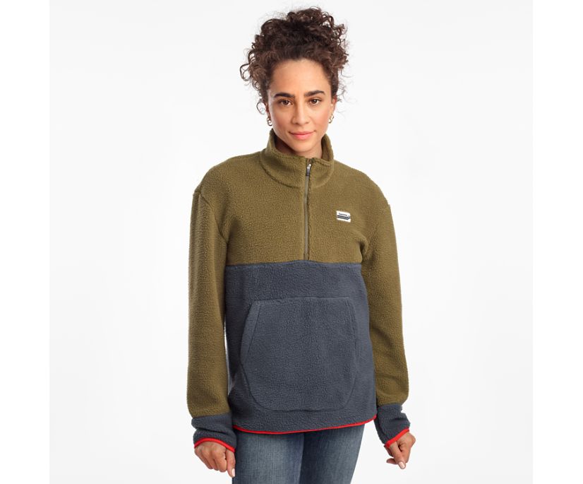 Chaquetas Saucony Fireside Fleece Anorak Mujer Verde Oliva Oscuro | México 337NWYB